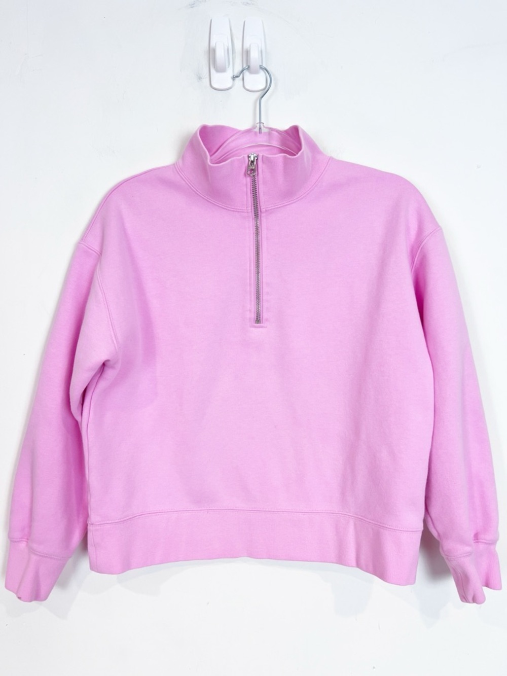 J. CREW FACTORY PINK 1/4 ZIP LONG SLEEVE PULLOVER SWEATSHIRT SZ SMALL